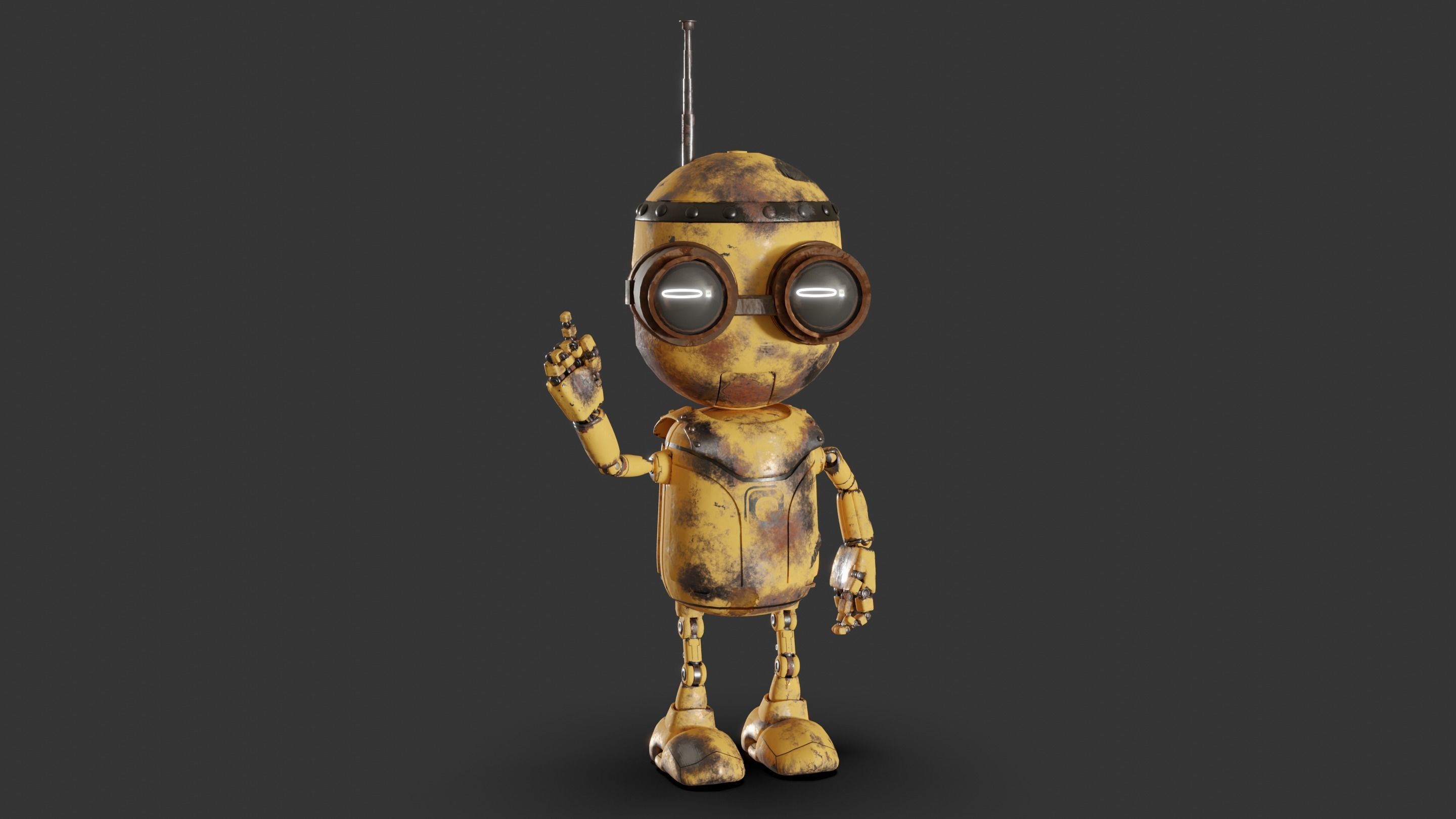 Rigged Baby Robot 3D model_3