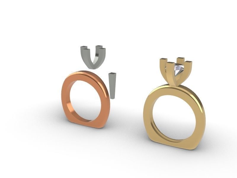 5 sizes 4 prong setting stl file verified ring free 3D print model_5