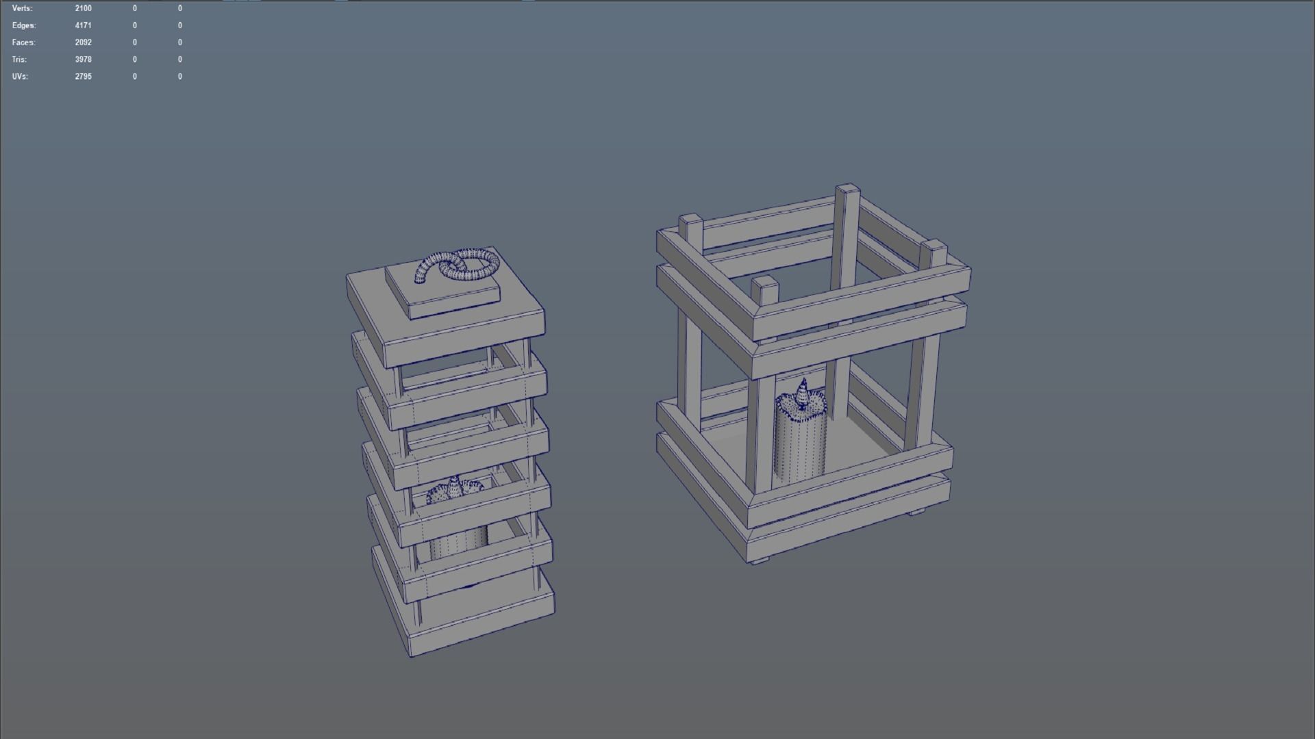 Wooden lamp lantern PBR low-poly 3D model  Low-poly 3D model_5