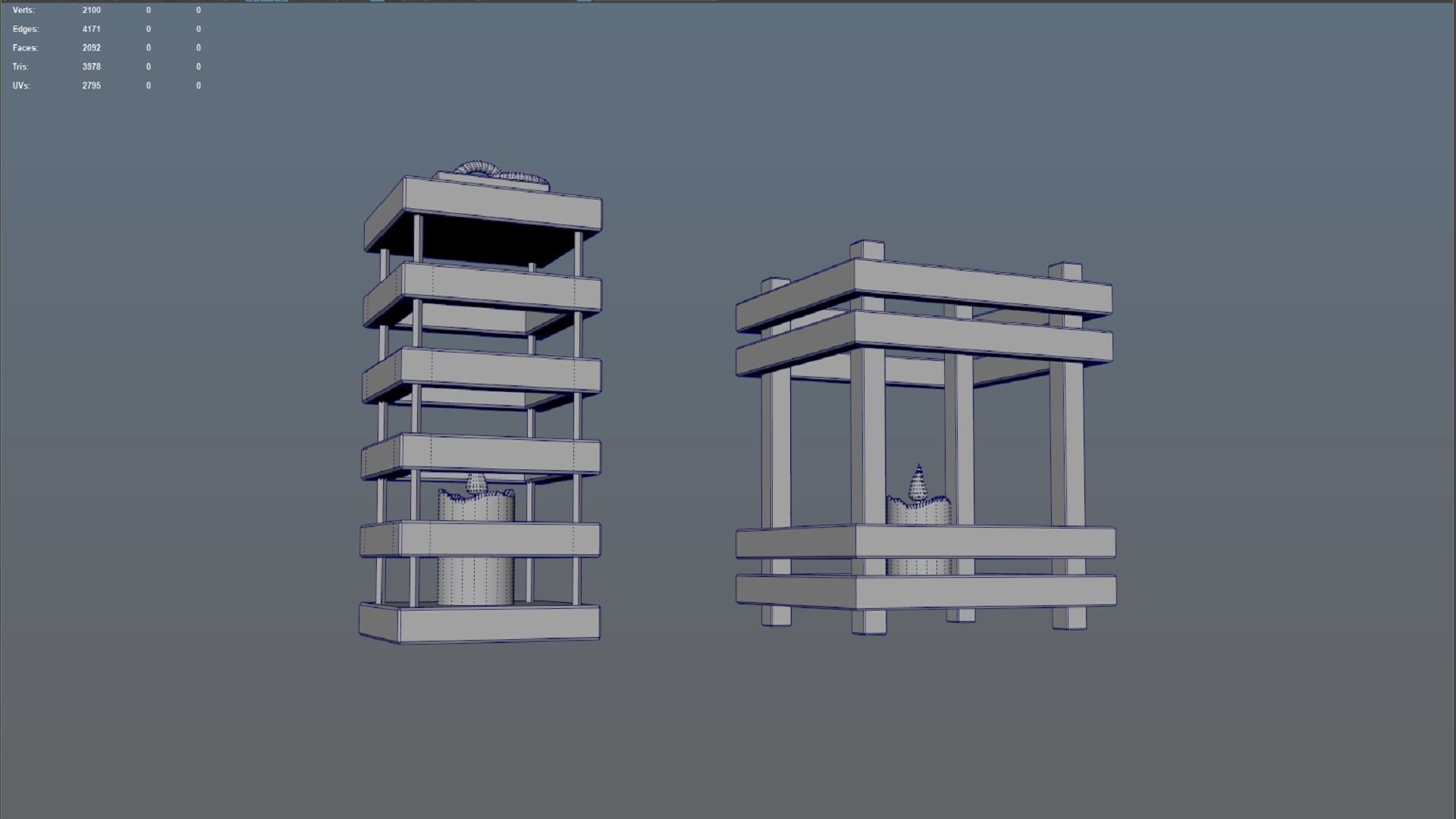 Wooden lamp lantern PBR low-poly 3D model  Low-poly 3D model_6