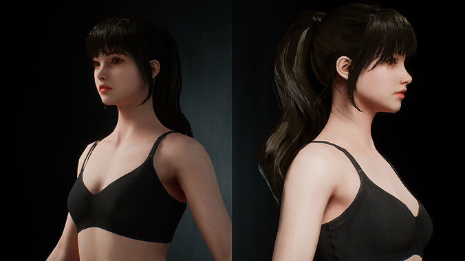 Realistic Cute Girl Character Low-poly 3D model