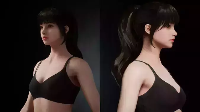 Realistic Cute Girl Character Low-poly 3D model