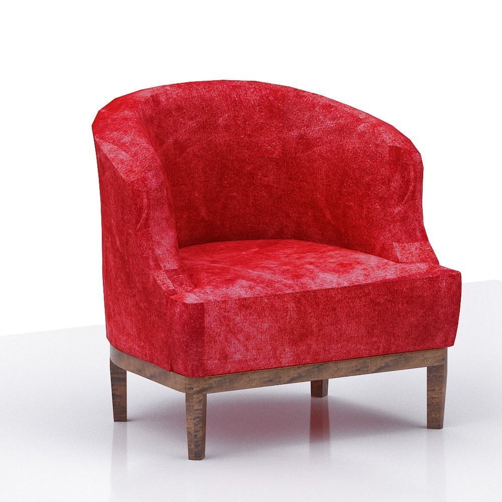 Armchair with floral pattern Low-poly 3D model_3