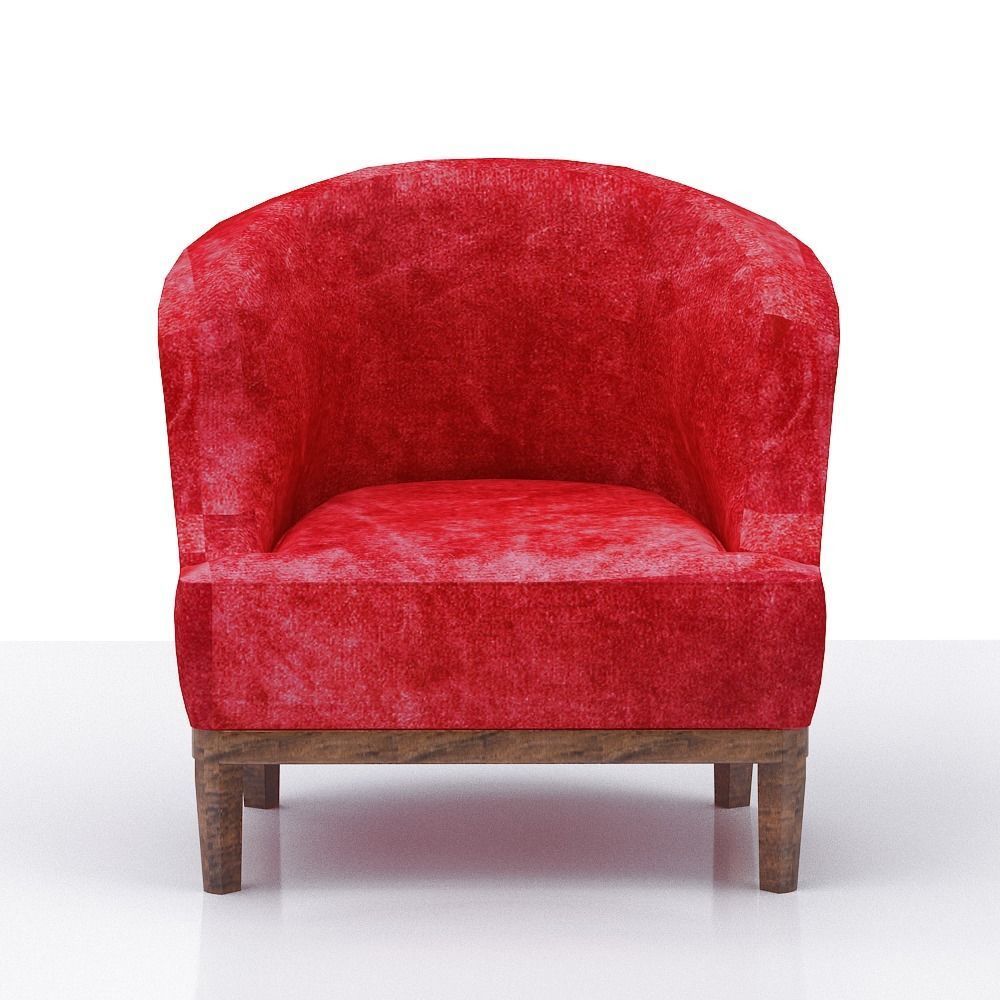 Armchair with floral pattern Low-poly 3D model_2