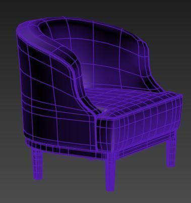 Armchair with floral pattern Low-poly 3D model_7