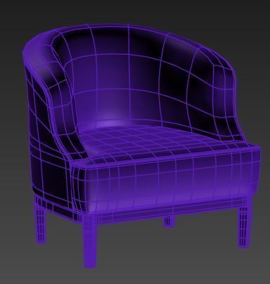 Armchair with floral pattern Low-poly 3D model_6
