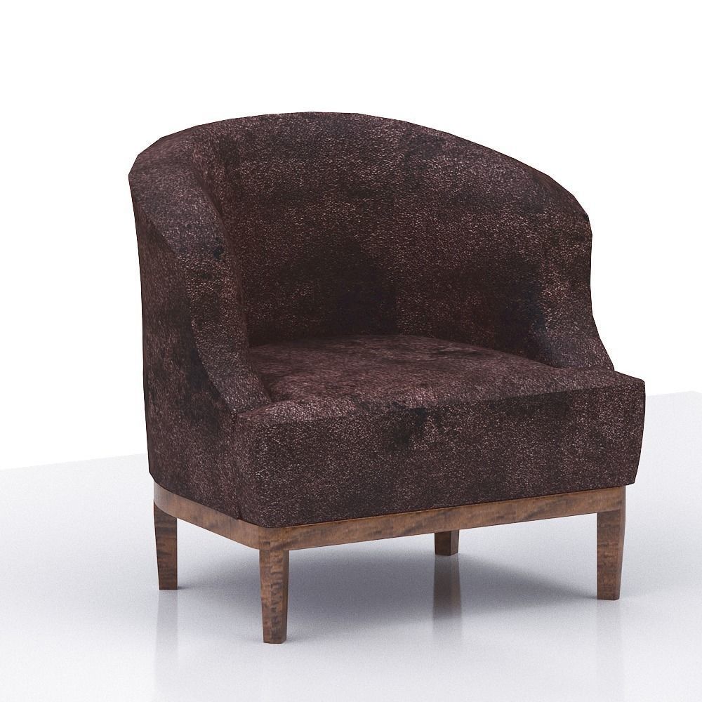 Armchair with floral pattern Low-poly 3D model_4