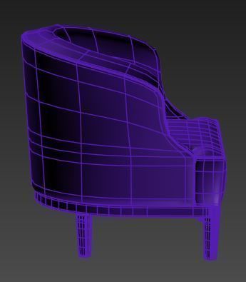 Armchair with floral pattern Low-poly 3D model_8