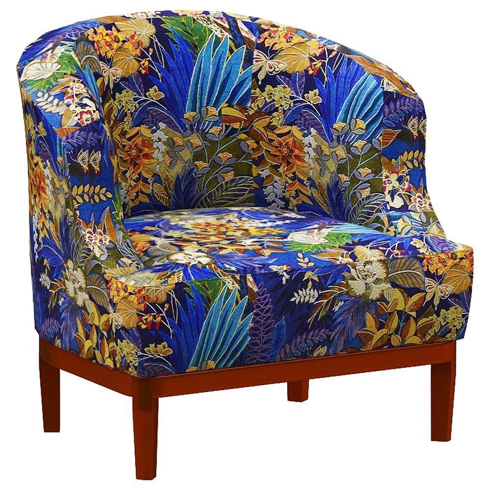 Armchair with floral pattern Low-poly 3D model_1