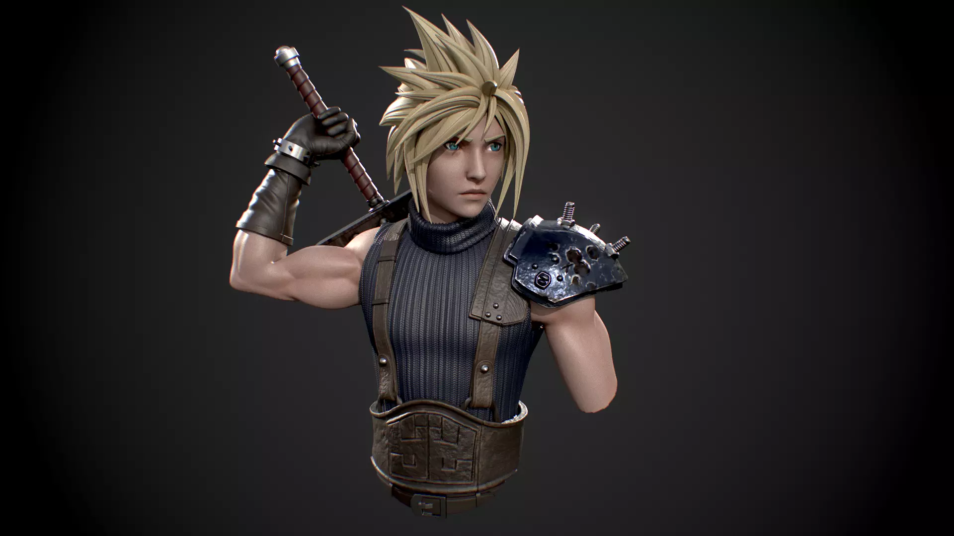 Cloud Strife Bust for 3D Printing 3D print model