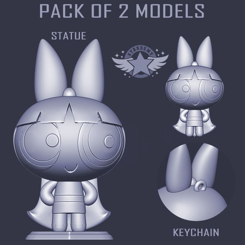 Powerpuff Girls Blossom Statue Keychain 3D print model_2