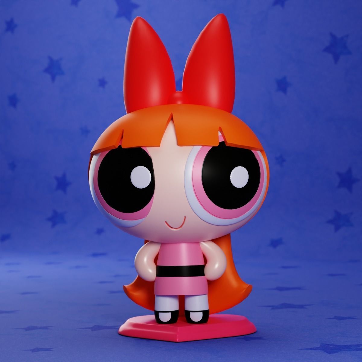 Powerpuff Girls Blossom Statue Keychain 3D print model_4