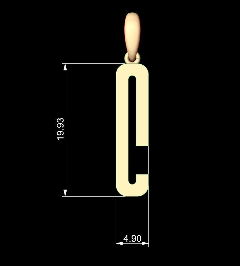 Initial Letters Pendant Kamino Bottom C 3D print model_4