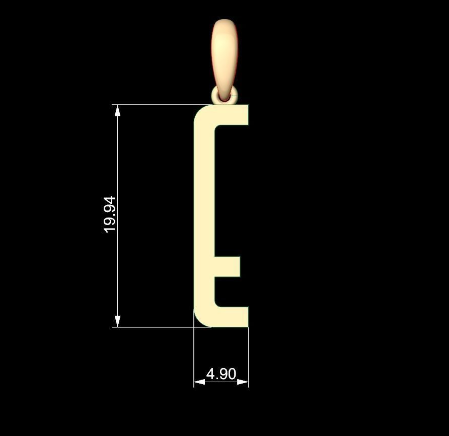 Initial Letters Pendant Kamino Bottom E 3D print model_4
