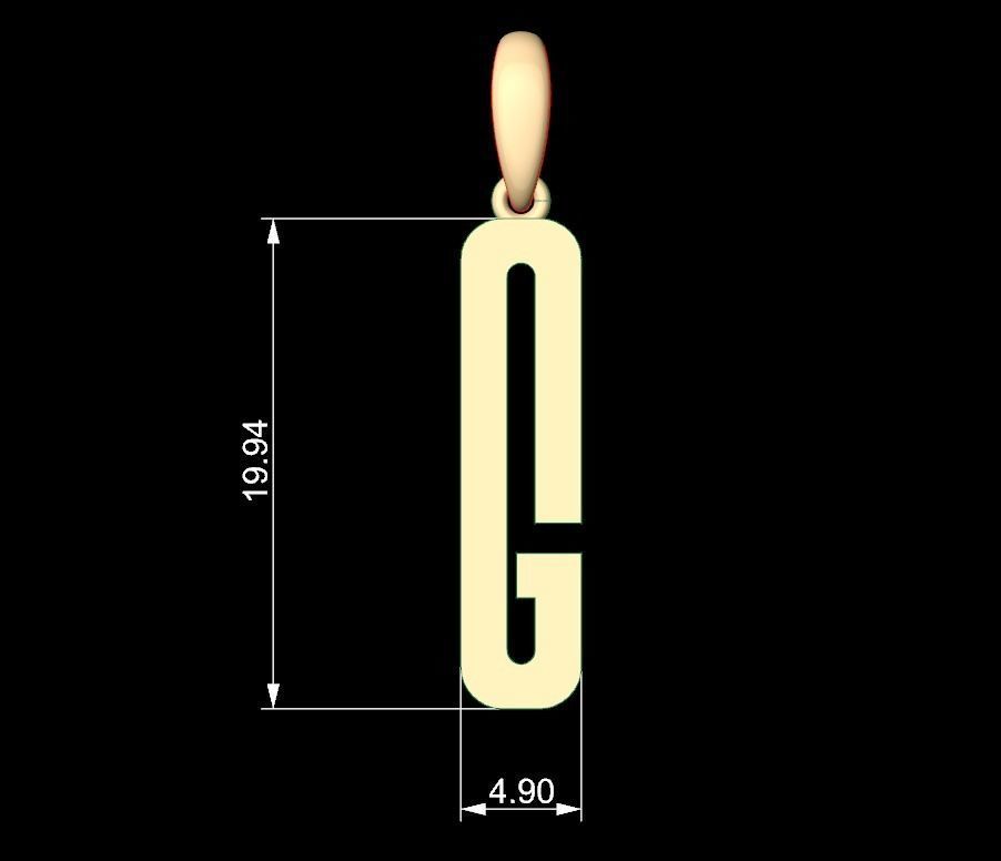 Initial Letters Pendant Kamino Bottom G 3D print model_4
