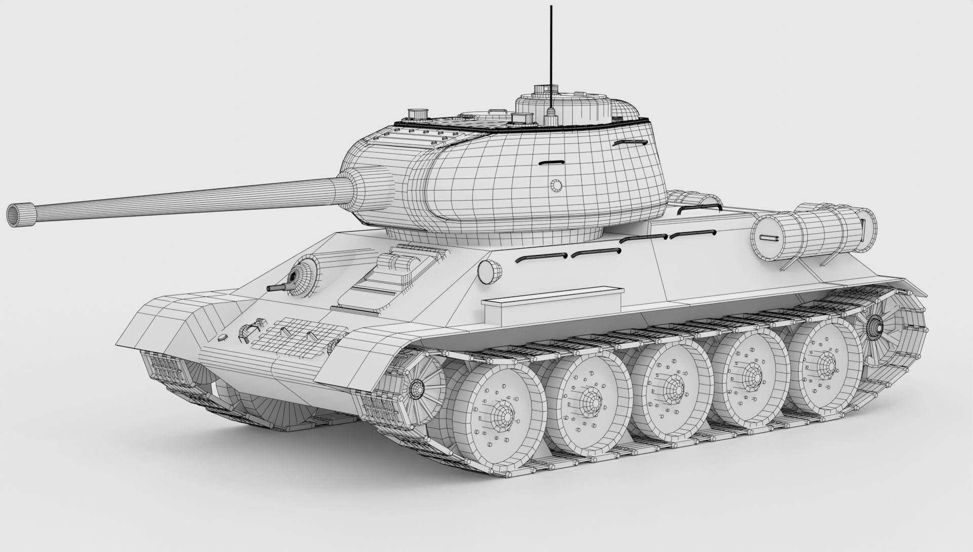 T-34-85 GameReady 3D tank Low-poly 3D model_20