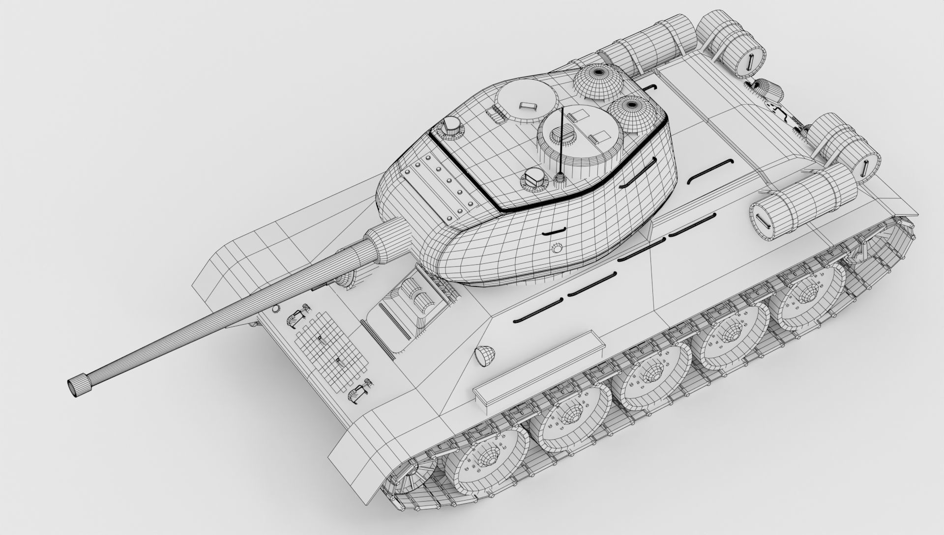 T-34-85 GameReady 3D tank Low-poly 3D model_23