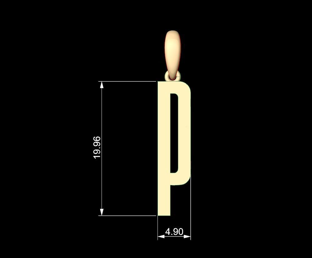 Initial Letters Pendant Kamino Bottom P 3D print model_4