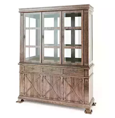 Furniture  Antique Wood Curio Cabinet 3D model