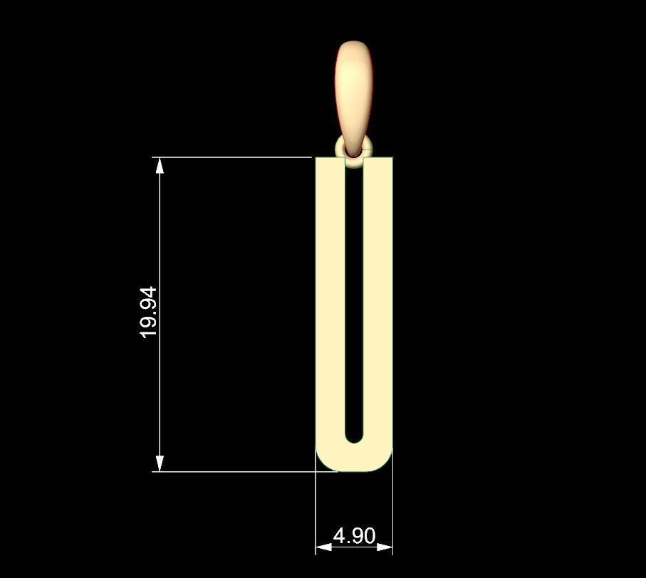 Initial Letters Pendant Kamino Bottom U 3D print model_4