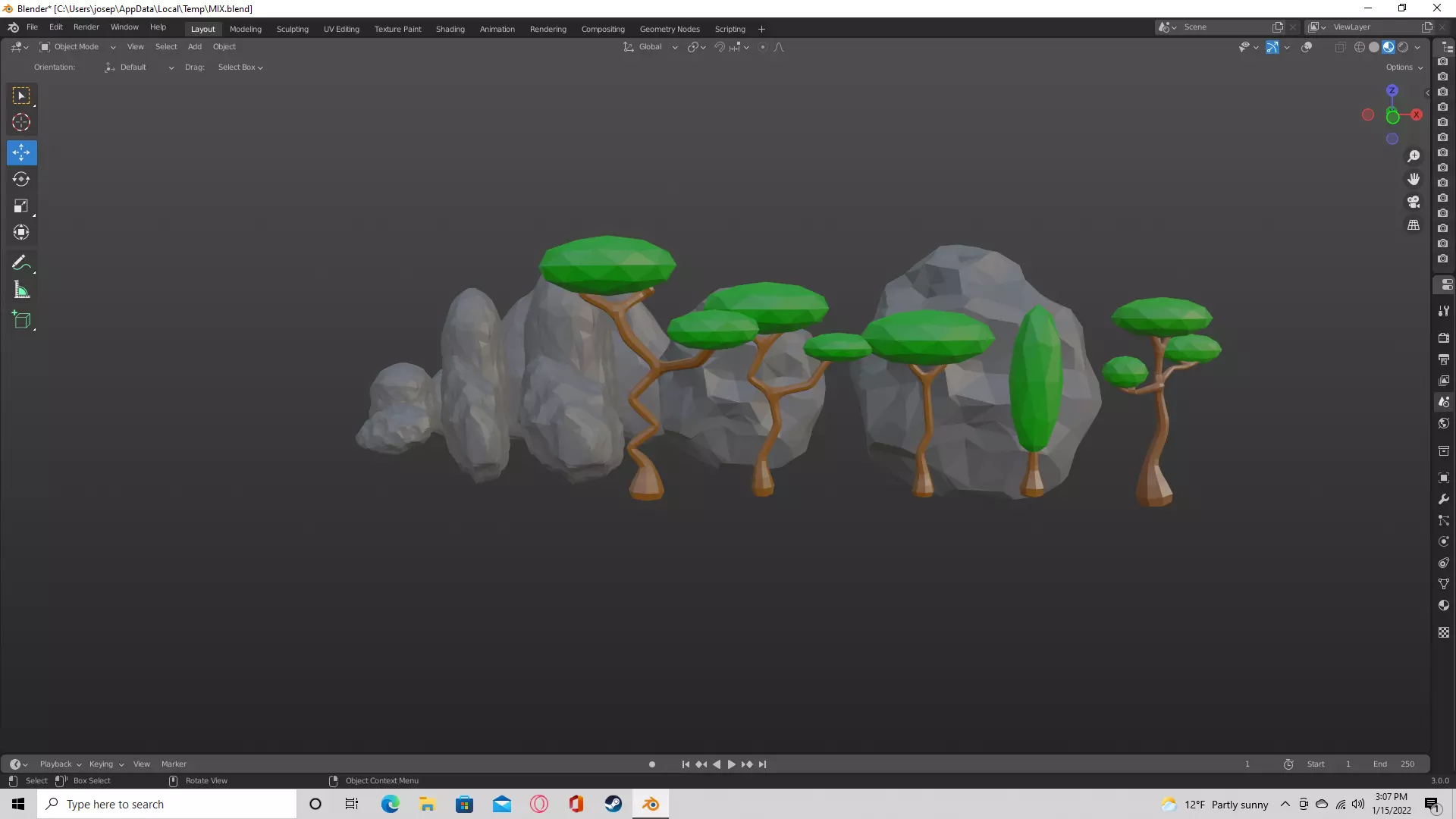3D model low poly trees and rocks VR / AR / low-poly | CGTrader