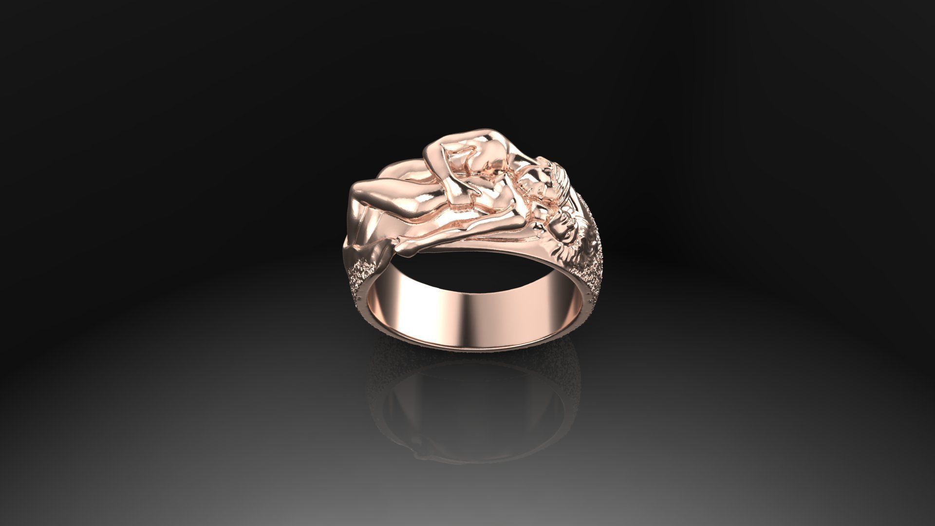 Love ring 3D print model_3