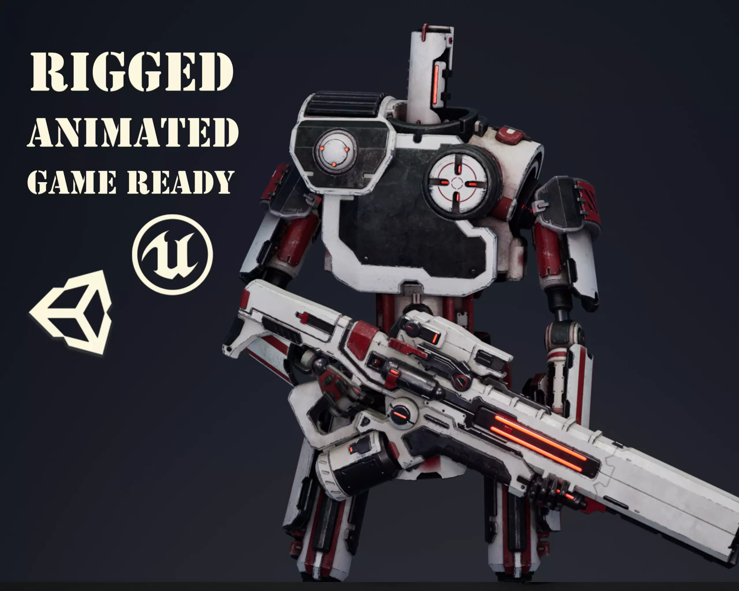 Etasphera01 robot with gun Low-poly 3D model_0