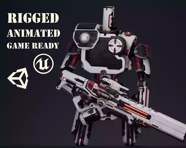 Etasphera01 robot with gun Low-poly 3D model