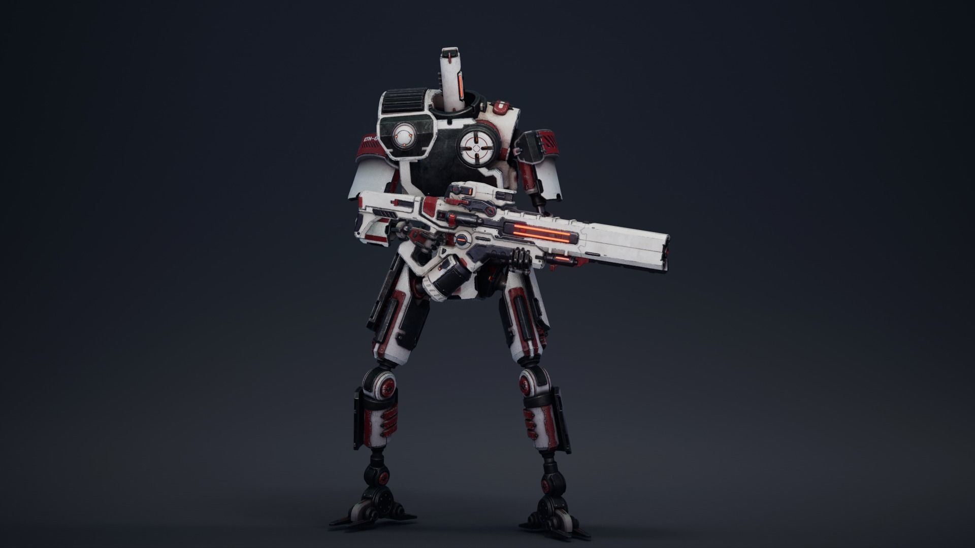 Etasphera01 robot with gun Low-poly 3D model_14