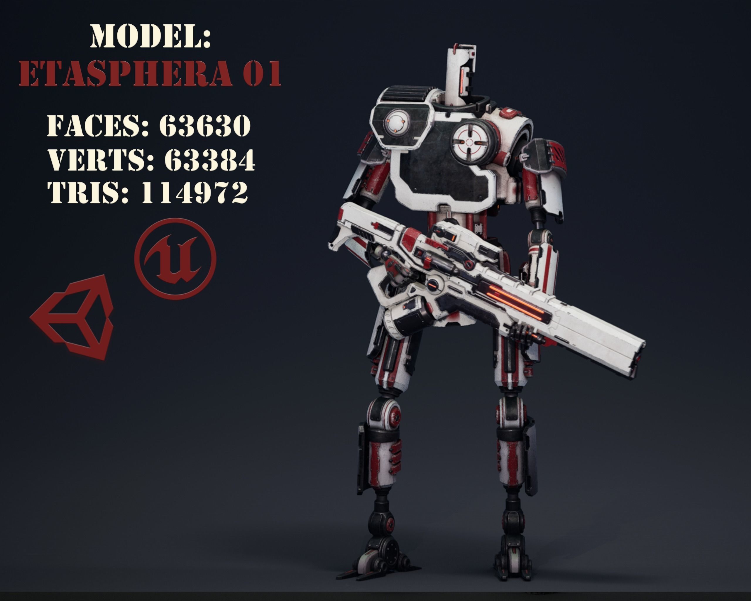 Etasphera01 robot with gun Low-poly 3D model_2