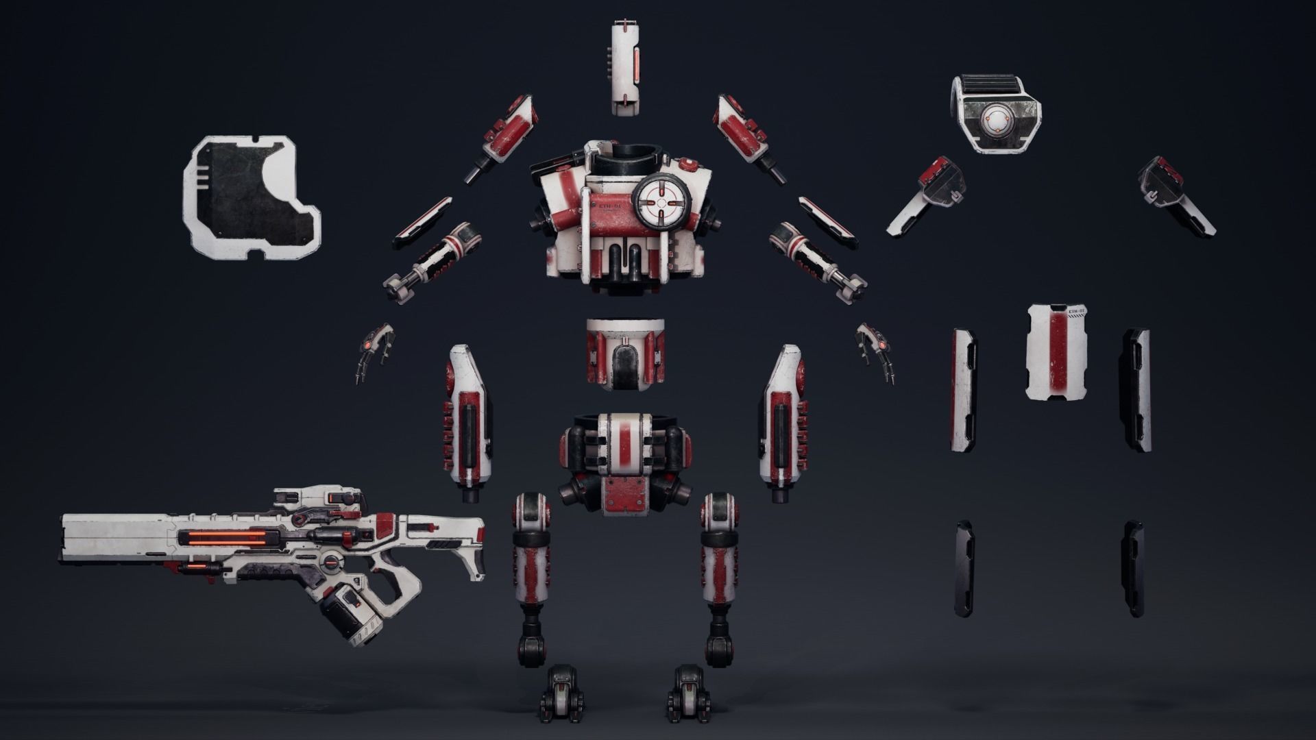 Etasphera01 robot with gun Low-poly 3D model_22
