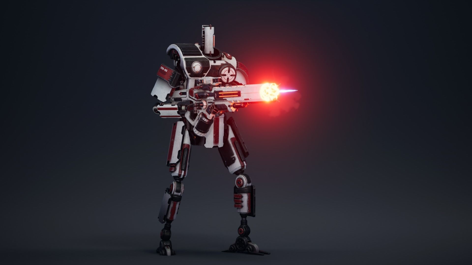 Etasphera01 robot with gun Low-poly 3D model_9