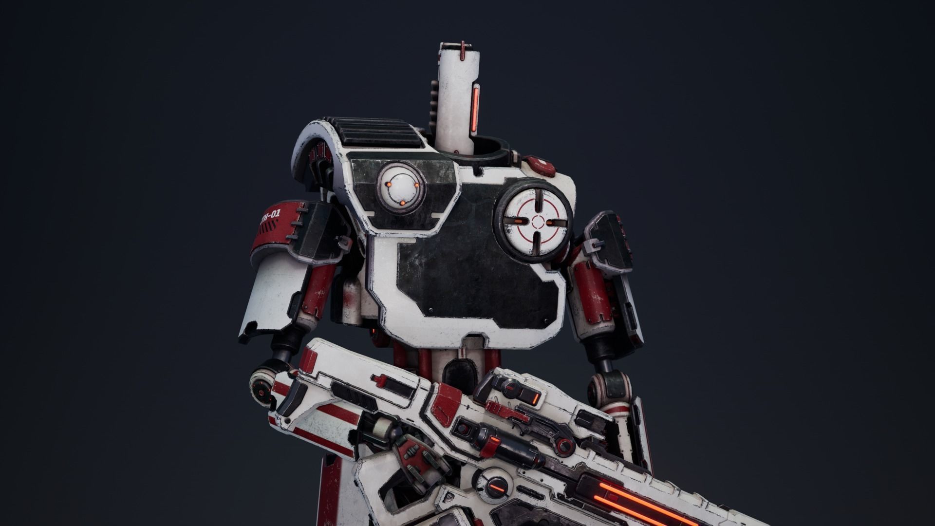 Etasphera01 robot with gun Low-poly 3D model_3