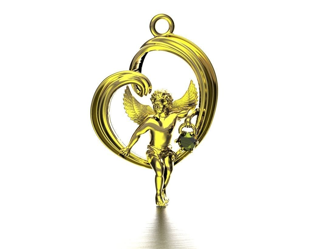 Pendant Angel in the heart 3D print model_8