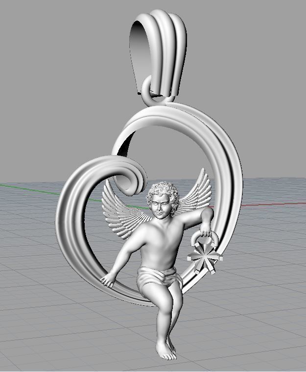 Pendant Angel in the heart 3D print model_6