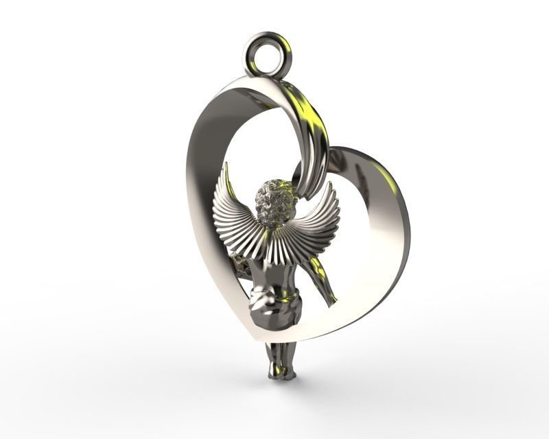 Pendant Angel in the heart 3D print model_11