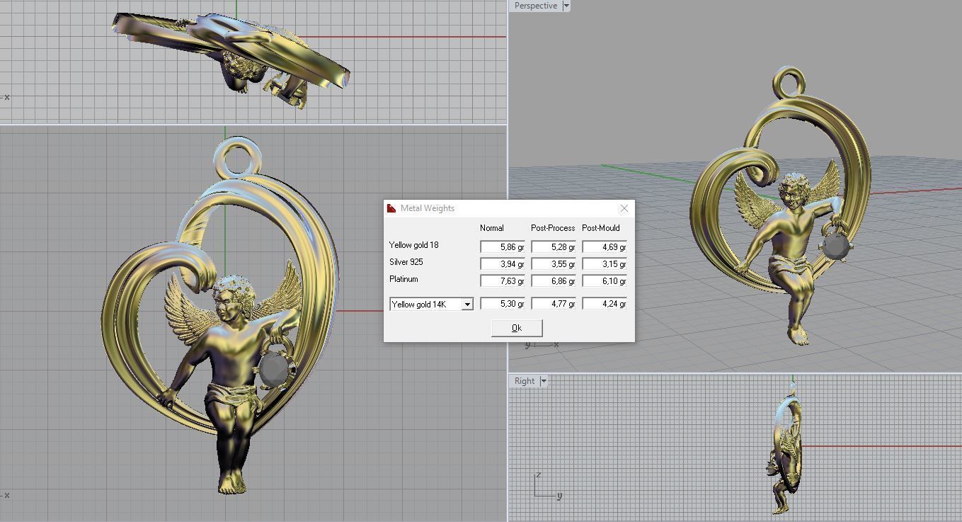 Pendant Angel in the heart 3D print model_4