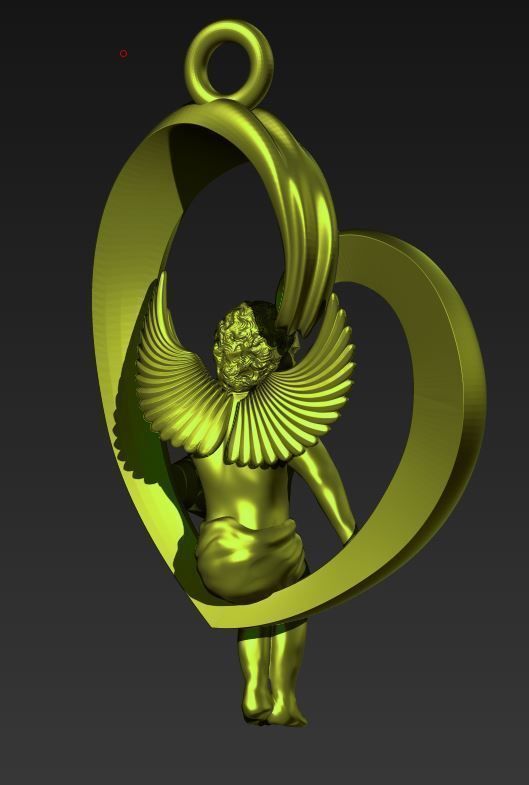 Pendant Angel in the heart 3D print model_1