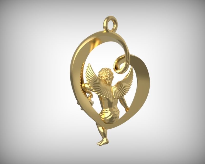Pendant Angel in the heart 3D print model_10