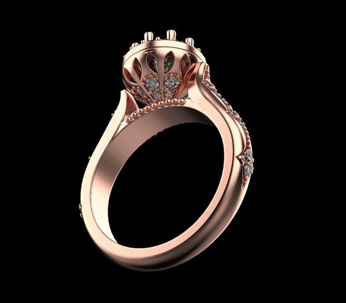 Diamond engagement ring 3D print model_22