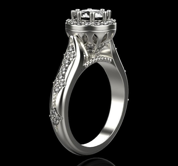 Diamond engagement ring 3D print model_7