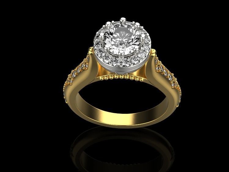 Diamond engagement ring 3D print model_25
