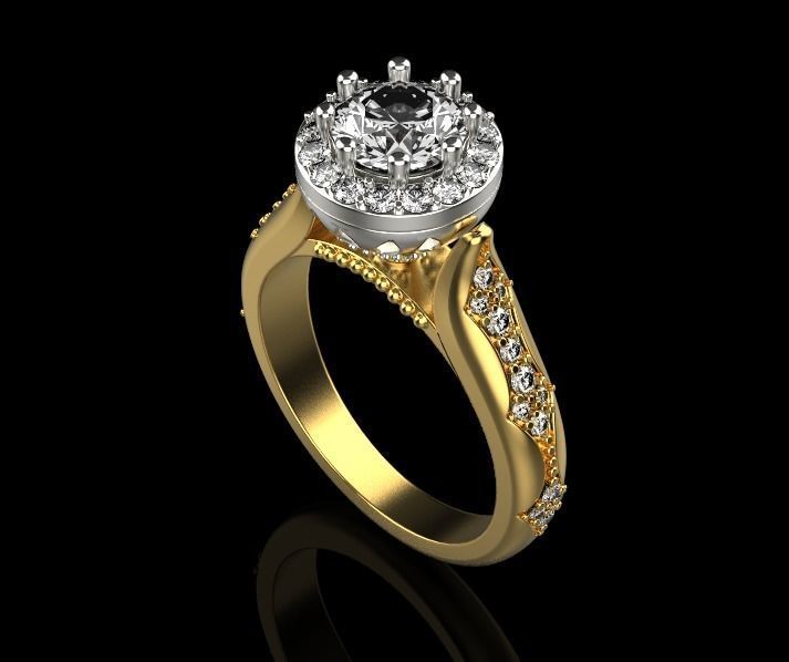 Diamond engagement ring 3D print model_23