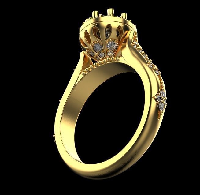 Diamond engagement ring 3D print model_17