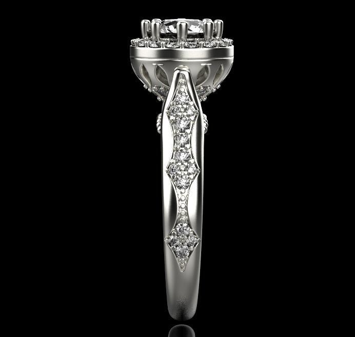 Diamond engagement ring 3D print model_9