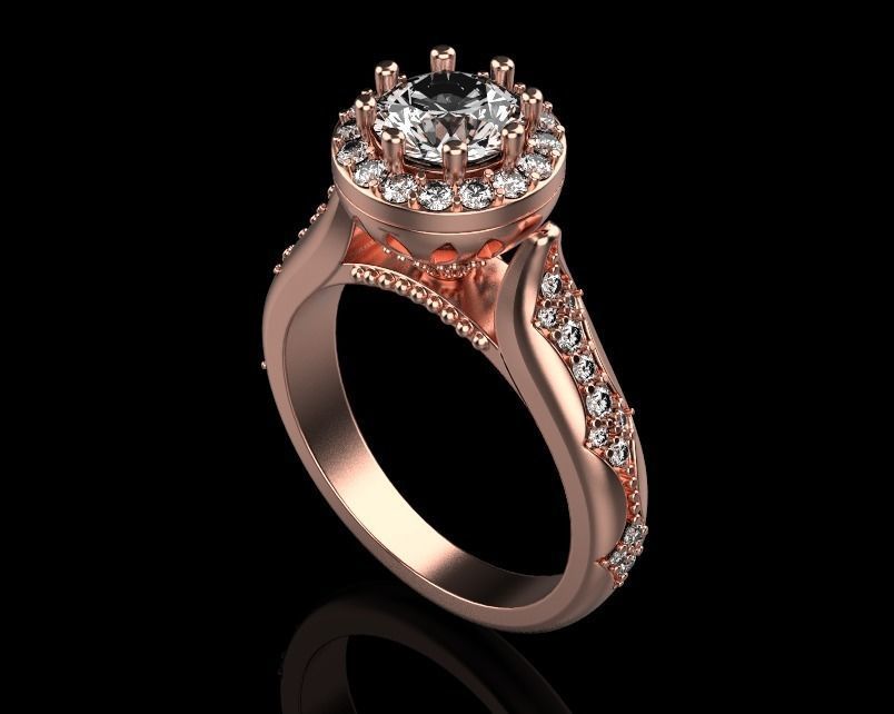 Diamond engagement ring 3D print model_18