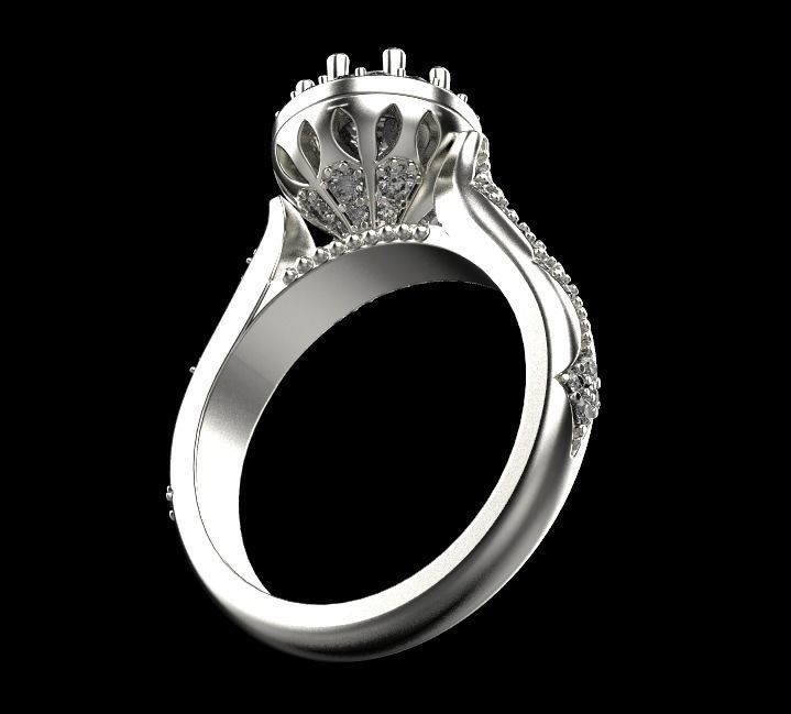 Diamond engagement ring 3D print model_12