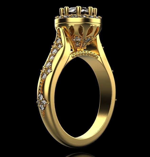Diamond engagement ring 3D print model_14