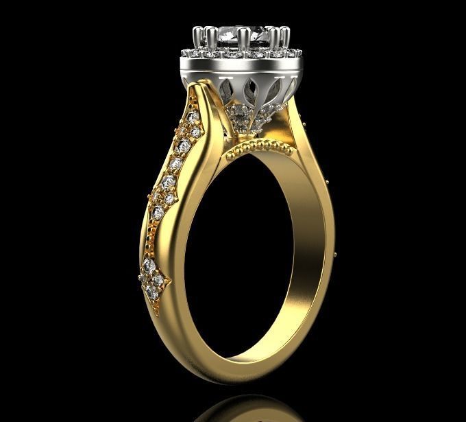 Diamond engagement ring 3D print model_24