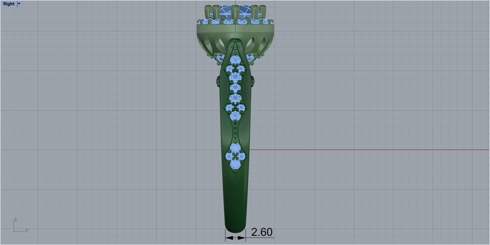 Diamond engagement ring 3D print model_3